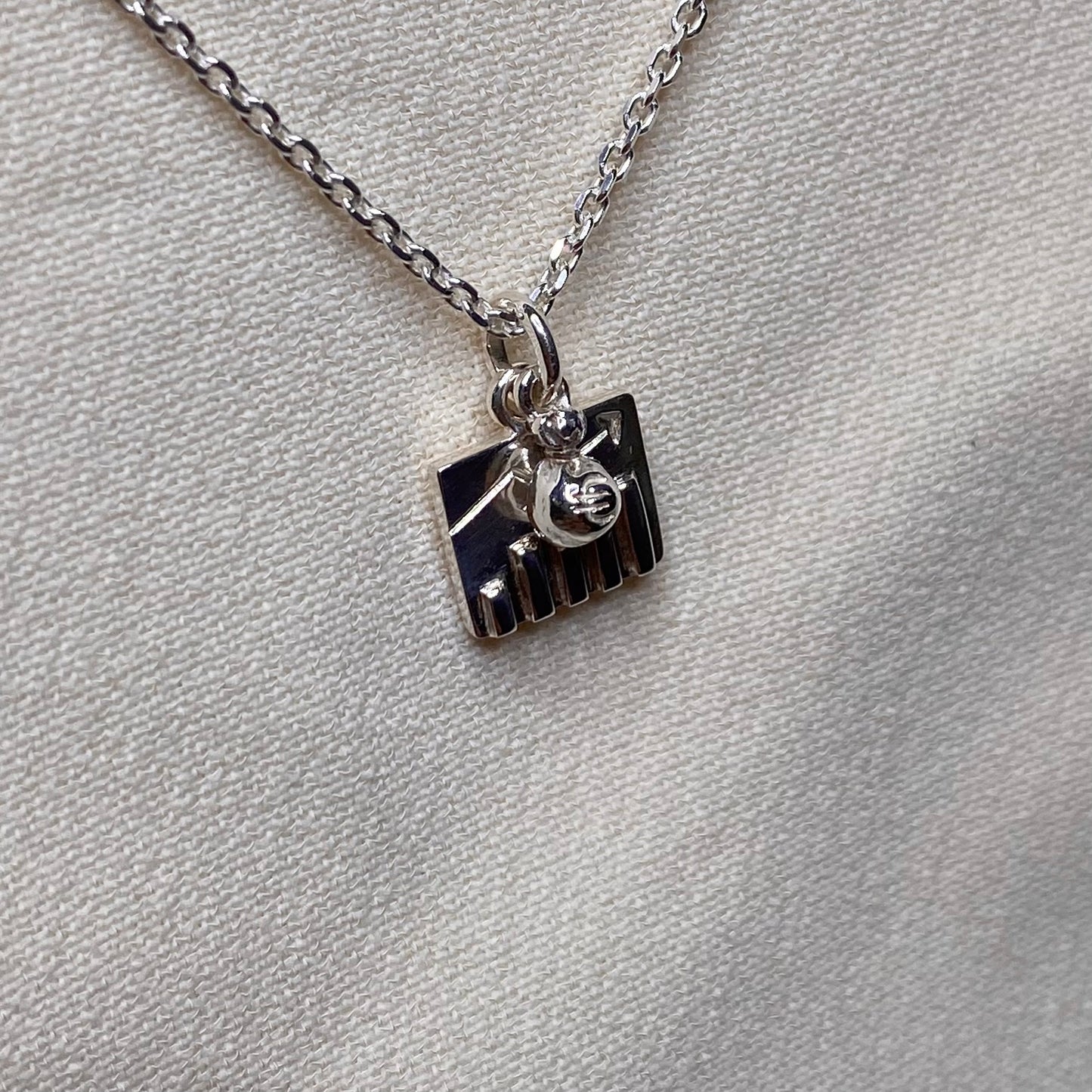 Ciondolo Grafico e Sacchetto con monete per Economia